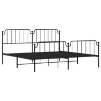 Bedframe met hoofd- en voeteneindemetaal zwart 193x203 cm - thumbnail