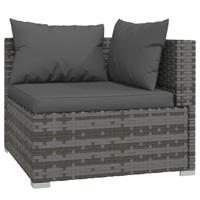 5-delige Loungeset met kussens poly rattan grijs - thumbnail