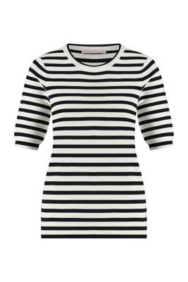 Studio Anneloes Luna Stripe Short Slv Pullover 91510 1169 Off White/dark Blue