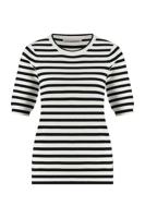 Studio Anneloes Luna Stripe Short Slv Pullover 91510 1169 Off White/dark Blue - thumbnail