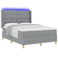 Boxspringbed met matras Lichtgrijs 140 x 200 cm Stof - thumbnail