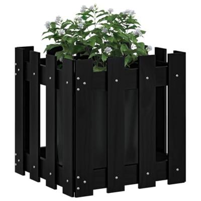 VidaXL Plantenbak met hekontwerp 40x40x40 cm massief grenenhout zwart