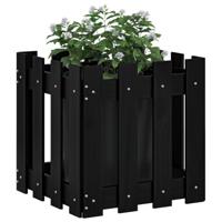 Plantenbak met hekontwerp 40x40x40 cm massief grenenhout zwart - thumbnail