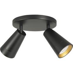 Highlight Spot Petunia 2 lichts rond Ø 18 cm zwart goud