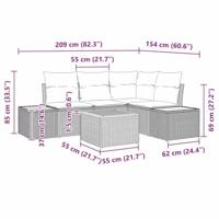 Tuinbankenset met kussen 5 pcs Grijs Poly riet - thumbnail