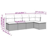 5-delige Loungeset met kussens poly rattan beige - thumbnail
