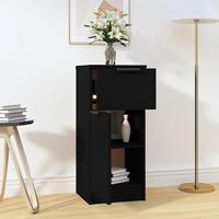 Dressoir 30x30x70 cm bewerkt hout zwart - thumbnail
