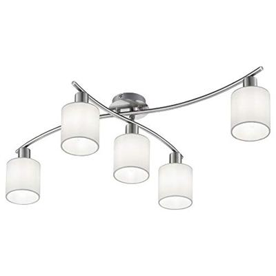 Trio PlafondlampGarda 5-lichts nikkel mat met wit - 605400501