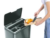 Afvalbak eko mirage met sensor 20+20liter rvs mat - thumbnail