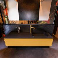 Badkamermeubelset Mondiaz Erin 150 cm met 1 Lade met RIDGE Wastafel Rechts Urban met 1 kraangat Greeploos Mat Ocher - thumbnail