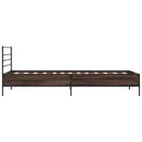 Bedframe bewerkt hout metaal bruin eikenkleur 120x190 cm - thumbnail