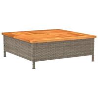 Tuintafel 70x70x25 cm poly rattan en acaciahout grijs - thumbnail