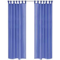 VidaXL Gordijnen voile 140x225 cm koningsblauw 2 st - thumbnail