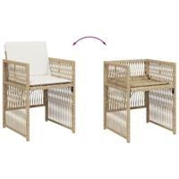 Tuinstoelen 4 st met kussens poly rattan beige - thumbnail