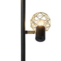 QAZQA Design vloerlamp zwart met goud 3-lichts verstelbaar - Mesh - thumbnail