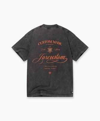 Jorcustom Handscript Loose Fit T-Shirt Heren Donkergrijs/Oranje - Maat XL - Kleur: DonkergrijsOranje | Soccerfanshop
