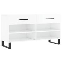 VidaXL Schoenenbank 102x35x55 cm bewerkt hout hoogglans wit - thumbnail