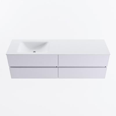 MONDIAZ VICA 160cm badmeubel onderkast Cale 4 lades. Wastafel CLOUD links zonder kraangat, kleur Talc.