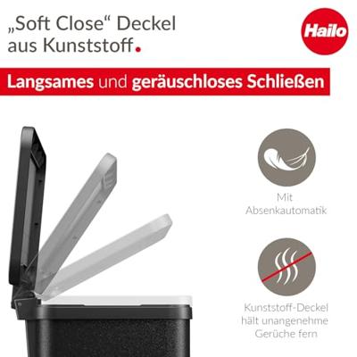 Hailo 0633-260 öko trio plus l pedaalemmer 3x9l zwart