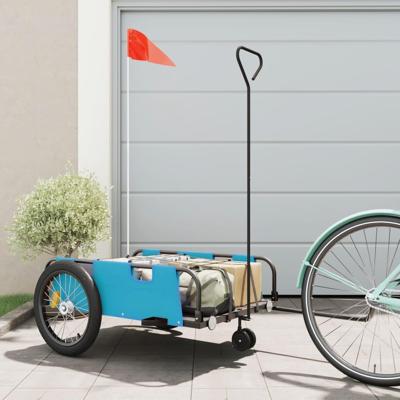 VidaXL Fietstrailer oxford stof en ijzer blauw en zwart VidaXL Fietstrailer oxford stof en ijzer blauw en zwart