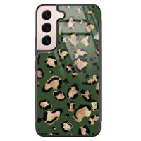 Samsung Galaxy S22 glazen hardcase - Luipaard groen - thumbnail