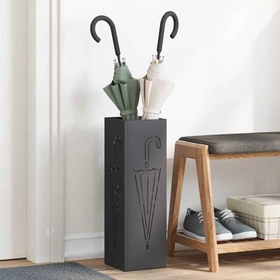 VidaXL Paraplu standaard met opslag zwart 15,5 x 15,5 x 49 cm metaal VidaXL Paraplu standaard met opslag zwart 15,5 x 15,5 x 49 cm metaal