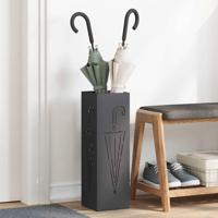VidaXL Paraplu standaard met opslag zwart 15,5 x 15,5 x 49 cm metaal - thumbnail