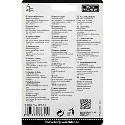 Burg Wächter 33721 Hangslot 50.00 mm Verschillend sluitend Messing Sleutelslot Burg Wächter 33721 Hangslot 50.00 mm Verschillend sluitend Messing Sleutelslot