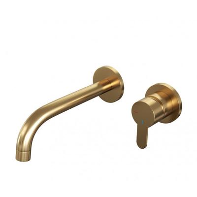 Brauer Gold Edition Inbouw Wastafelmengkraan met Gebogen Uitloop en Rozetten Model D1 Goud Geborsteld PVD