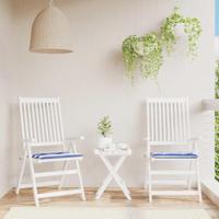 VidaXL Tuinstoelkussens 2 st gestreept 50x50x4 cm stof wit en blauw - thumbnail