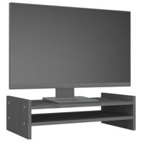 Monitorstandaard 50x27x15 cm massief grenenhout grijs - thumbnail
