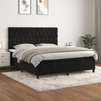 Boxspring met matras fluweel zwart 160x200 cm - thumbnail