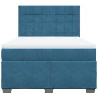 Boxspring met matras fluweel blauw 160x200 cm - thumbnail