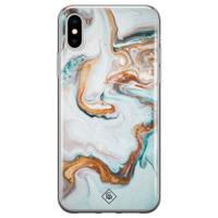 iPhone XS Max siliconen hoesje - Marmer blauw goud - thumbnail