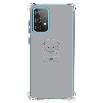 Samsung Galaxy A52 4G/5G Stevig | Bumper Hoesje | Grijs Baby Olifant Samsung Galaxy A52 4G/5G Stevig | Bumper Hoesje | Grijs Baby Olifant