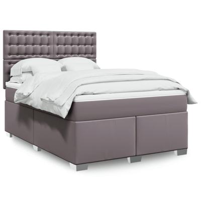 Boxspring met matras kunstleer grijs 140x190 cm