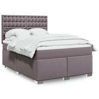 Boxspring met matras kunstleer grijs 140x190 cm - thumbnail