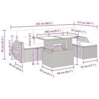 6-delige Loungeset met kussens poly rattan beige - thumbnail