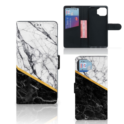 Motorola Moto G 5G Plus | Bookcase | Marmer Wit Zwart - Origineel Cadeau Man Motorola Moto G 5G Plus | Bookcase | Marmer Wit Zwart - Origineel Cadeau Man