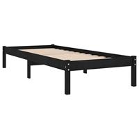 Bedframe massief grenenhout zwart 100x200 cm - thumbnail