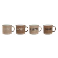 Set van 4 mokken Home ESPRIT Bruin Keramiek 285 ml 9 x 7 x 8 cm - thumbnail