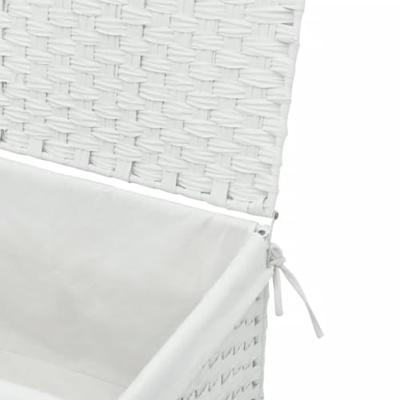 VidaXL Wasmand met deksel 55,5x35x34 cm poly rattan wit