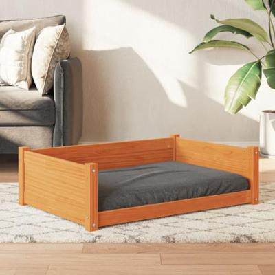 VidaXL Hondenmand 95,5x65,5x28 cm massief grenenhout wasbruin - thumbnail