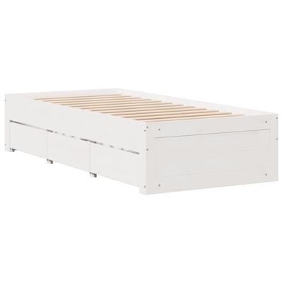 Bed met boekenkast zonder matras grenenhout wit 90x190 cm - thumbnail
