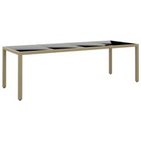 Tuintafel met glazen blad poly rattan beige - thumbnail