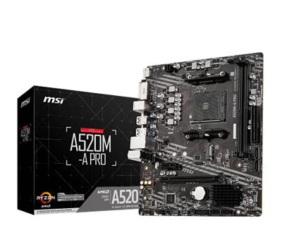 MSI a520m-a pro socket am4 moederbord (zwart/grijs, raid, gb-lan, sound, µatx)
