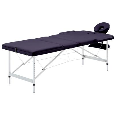 VidaXL Massagetafel inklapbaar 3 zones aluminum wijnpaars