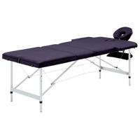 VidaXL Massagetafel inklapbaar 3 zones aluminum wijnpaars - thumbnail
