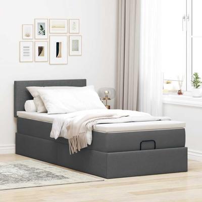 Ottoman bed met matras 90x190cm stof donkergrijs