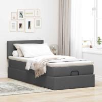 Ottoman bed met matras 90x190cm stof donkergrijs - thumbnail